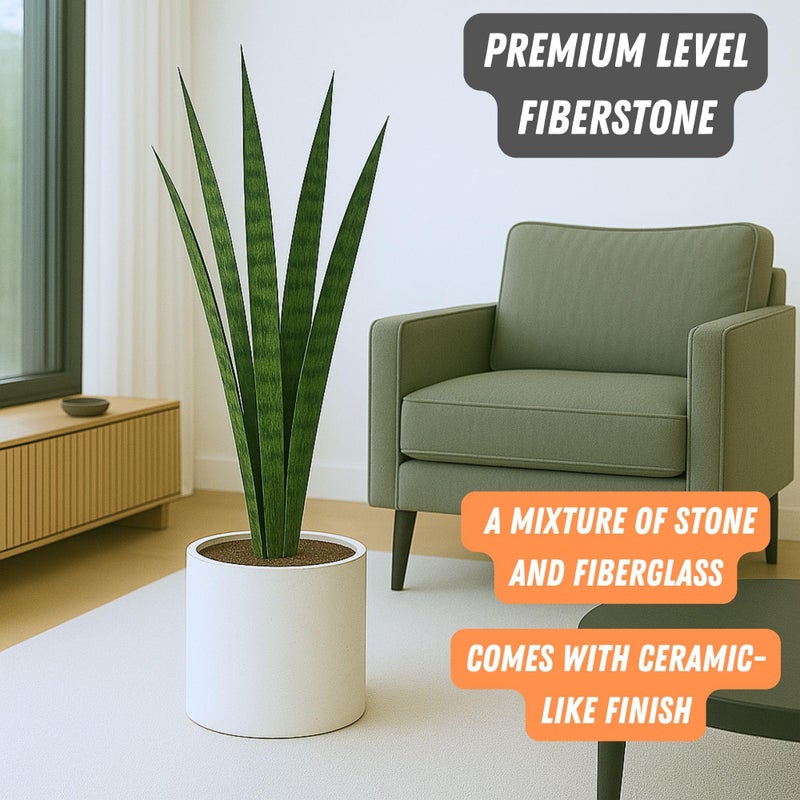 Fox & Fern 10 Inch Plant Pot with Drainage Plug â€” Premium Lightweight Fiberstone Matte White Planter - Indoor & Outdoor Planter - 10 Inch Pots for Plants Indoor - Weather & UV Resistant - Image 2